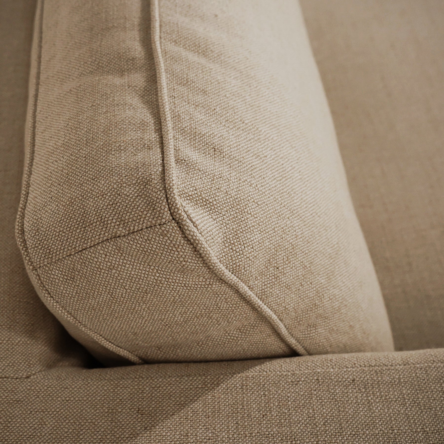 Slipcover Lounge Chair in Brown Linen Blend - Track Arms, Removable Cover