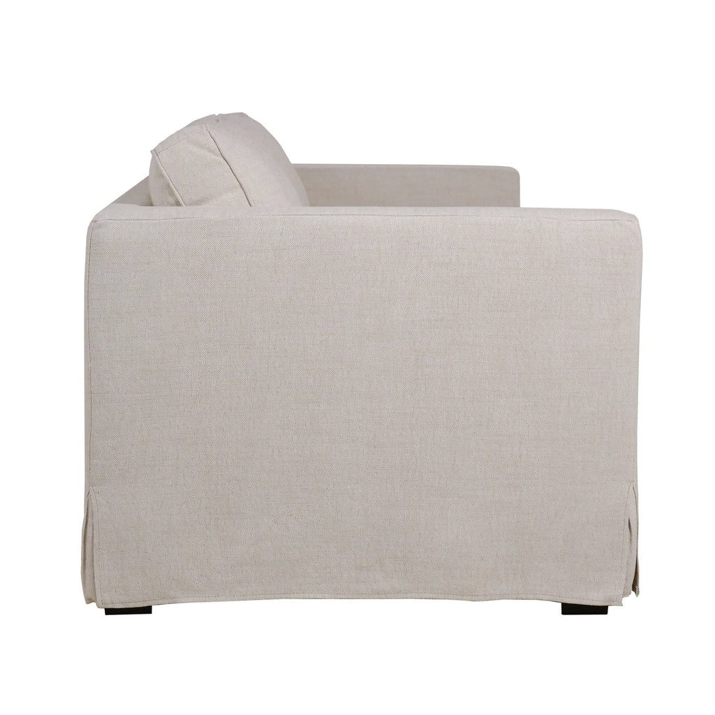 Slipcover Lounge Chair in Natural Linen Blend - Track Arms, Removable Cover