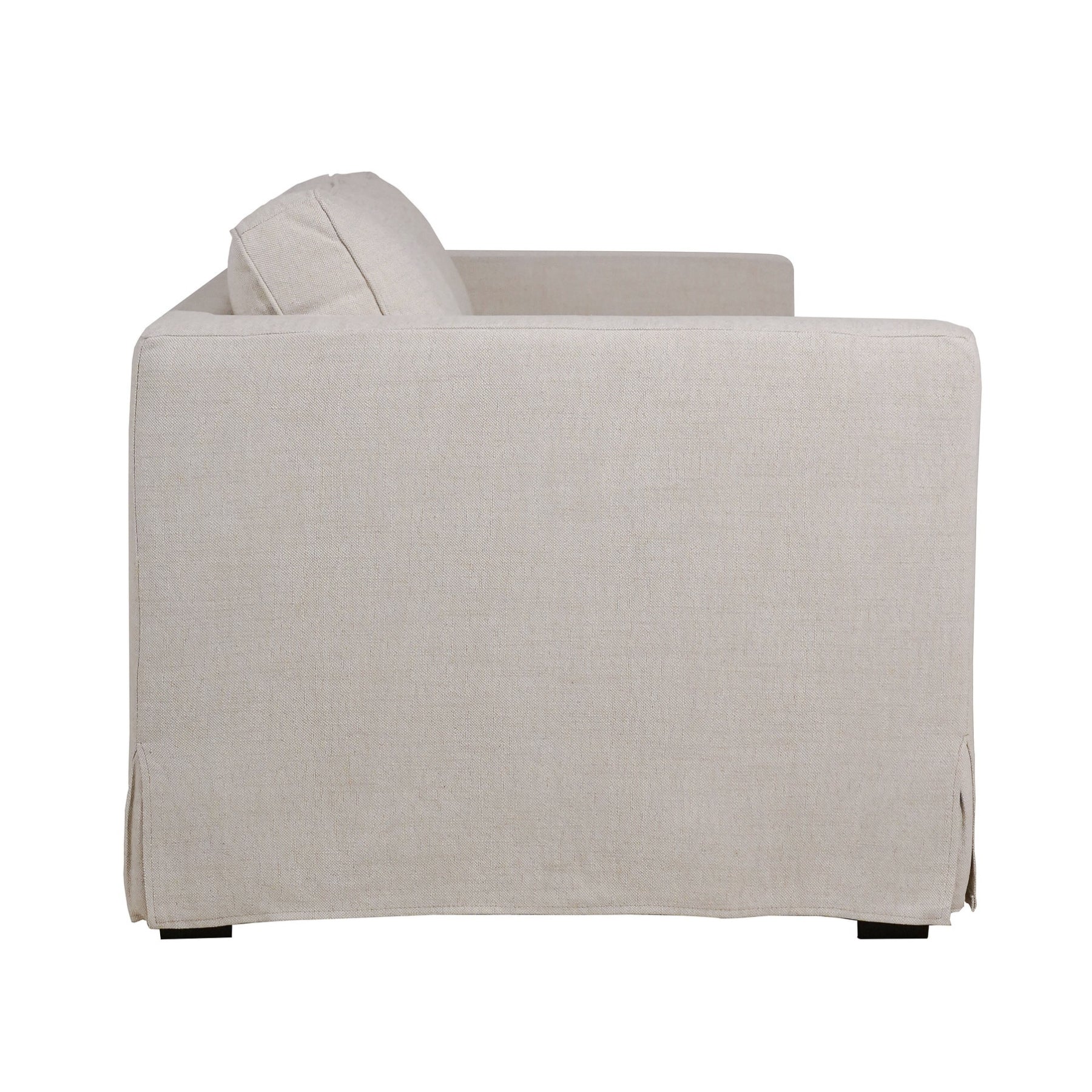 Slipcover Lounge Chair in Natural Linen Blend - Track Arms, Removable Cover