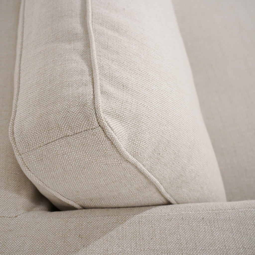 Slipcover Lounge Chair in Natural Linen Blend - Track Arms, Removable Cover