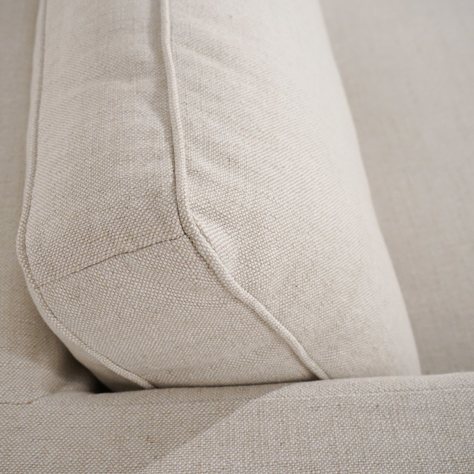 Slipcover Lounge Chair in Natural Linen Blend - Track Arms, Removable Cover