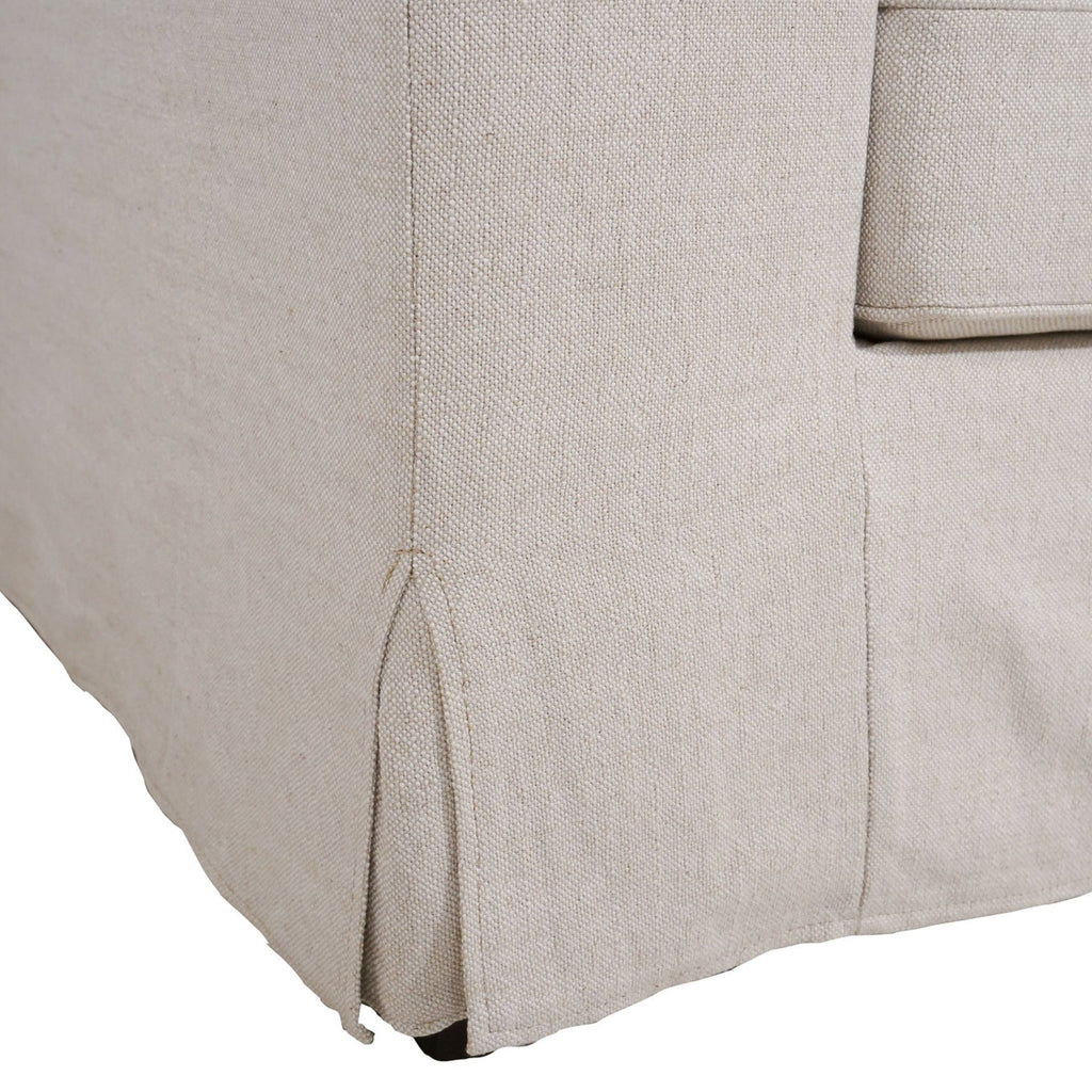 Slipcover Lounge Chair in Natural Linen Blend - Track Arms, Removable Cover