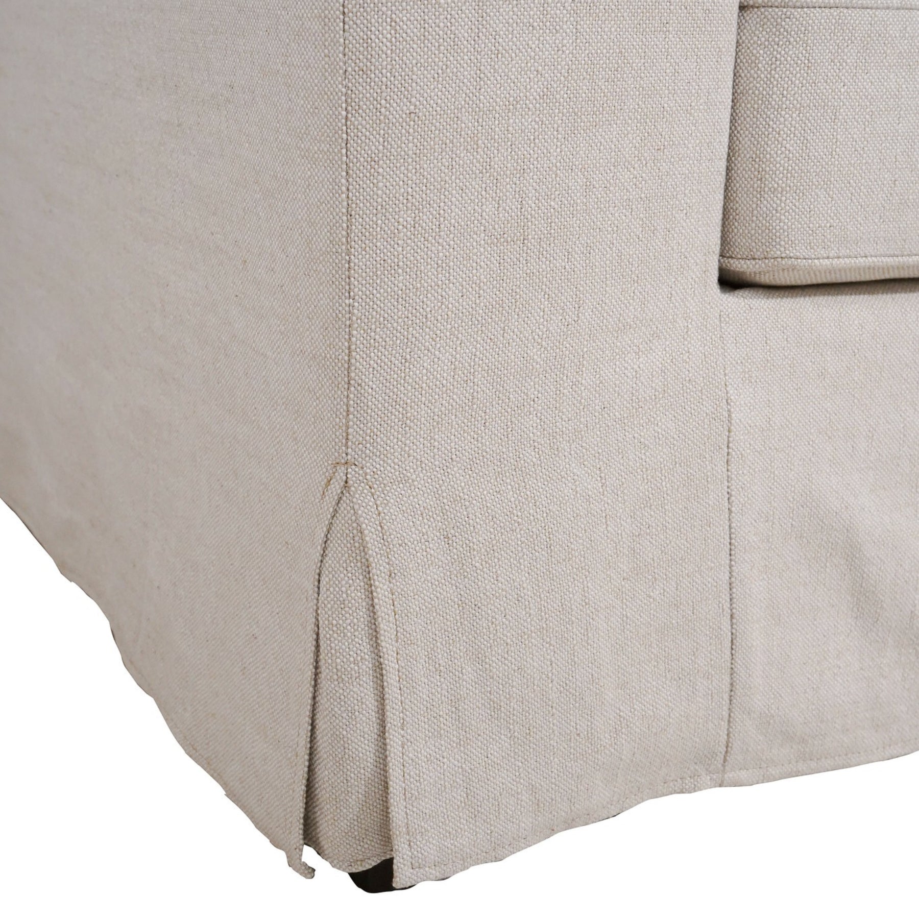 Slipcover Lounge Chair in Natural Linen Blend - Track Arms, Removable Cover