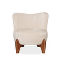 Sculptural Accent Lounge Chair in Ivory Velour - Solid Wood Base
