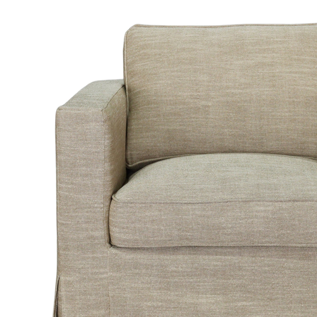 Slipcover Lounge Chair in Brown Linen Blend - Track Arms, Removable Cover