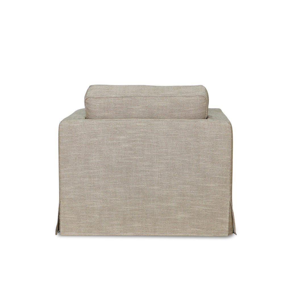 Slipcover Lounge Chair in Brown Linen Blend - Track Arms, Removable Cover