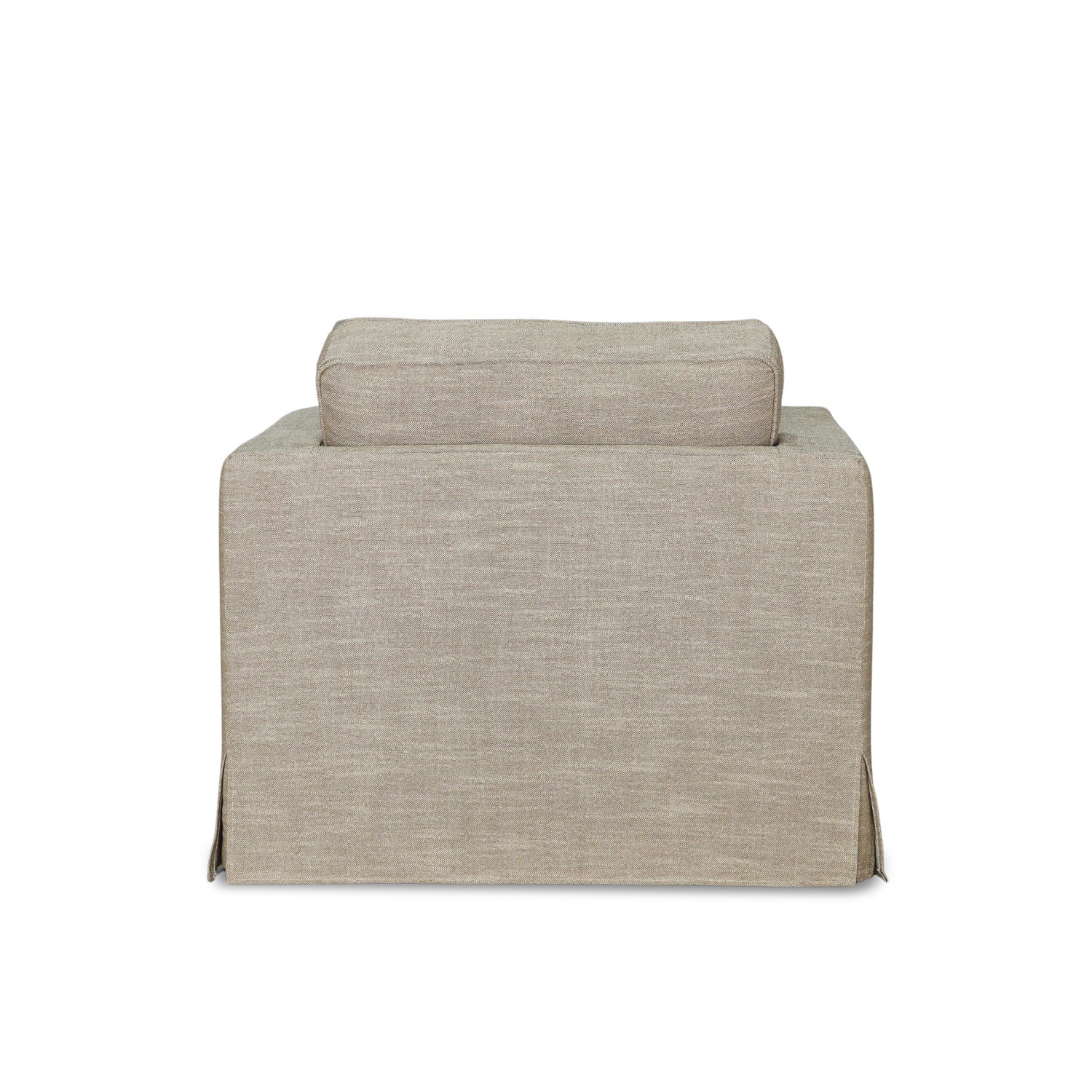 Slipcover Lounge Chair in Brown Linen Blend - Track Arms, Removable Cover