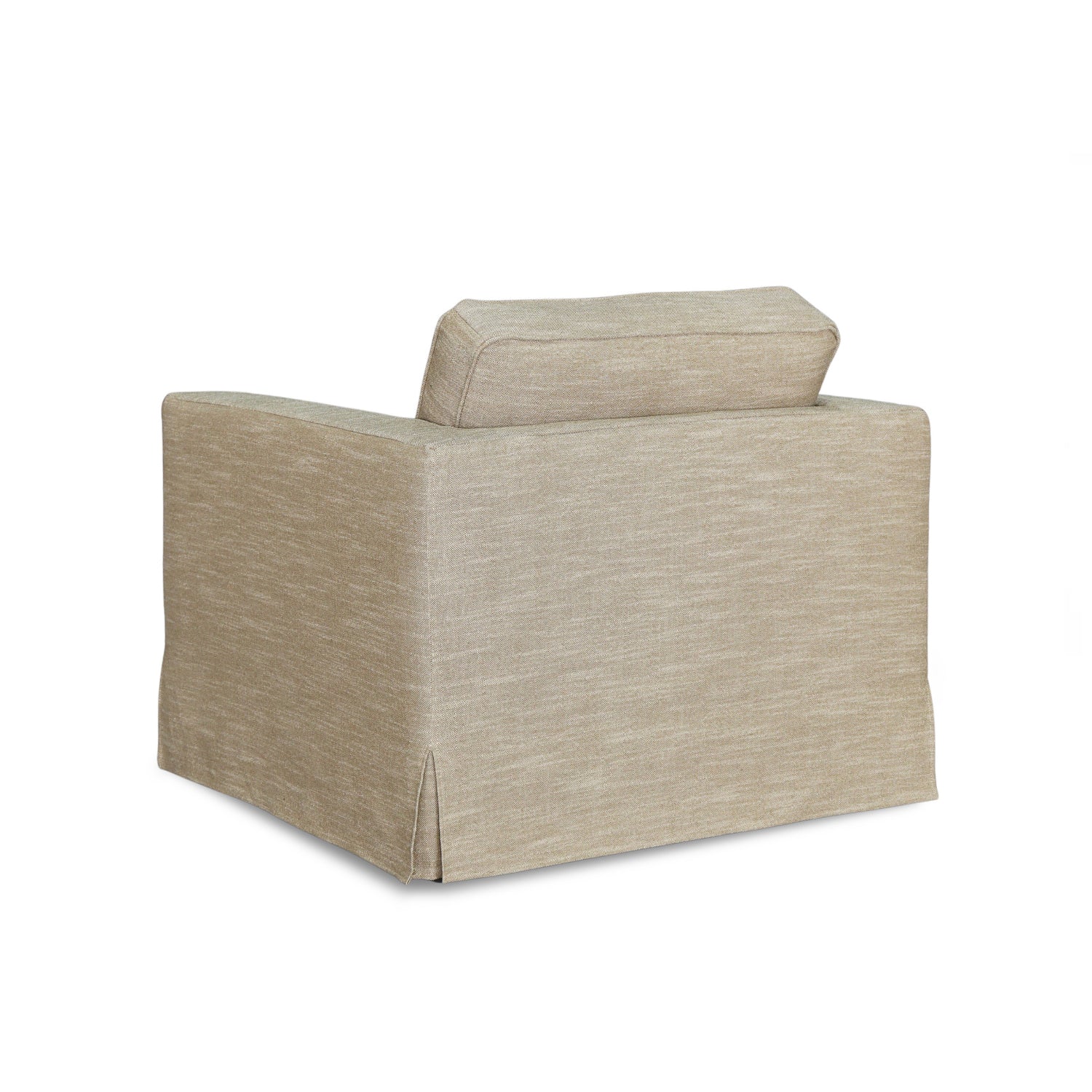 Slipcover Lounge Chair in Brown Linen Blend - Track Arms, Removable Cover