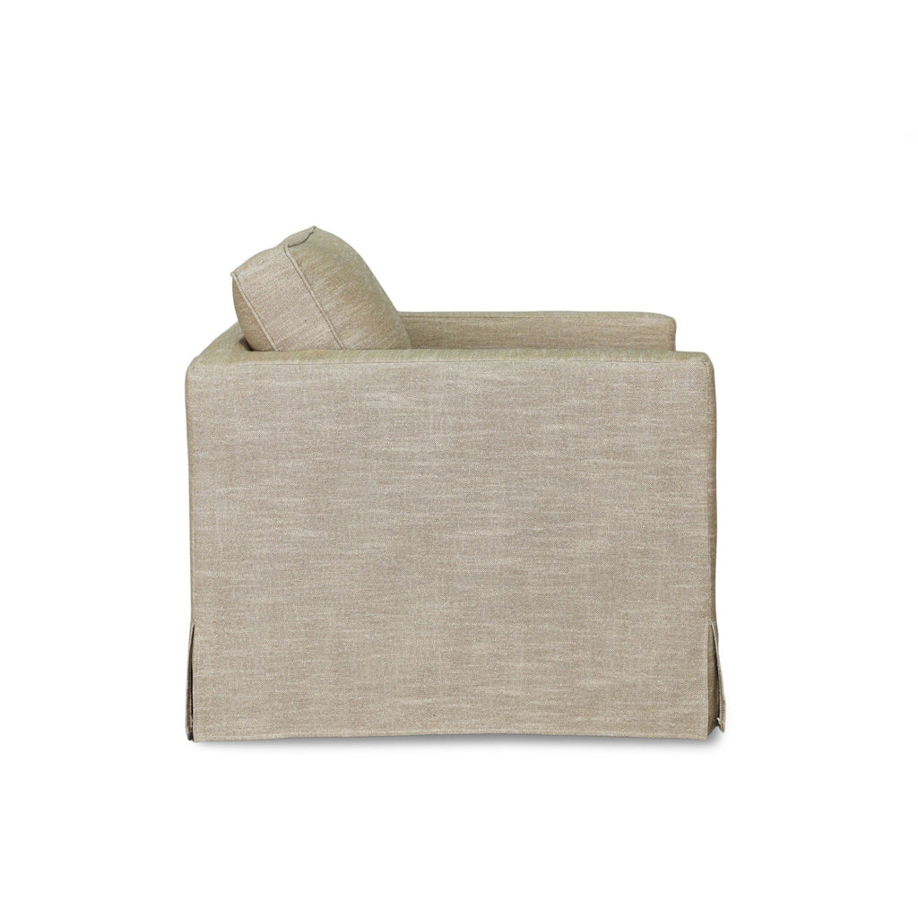 Slipcover Lounge Chair in Brown Linen Blend - Track Arms, Removable Cover