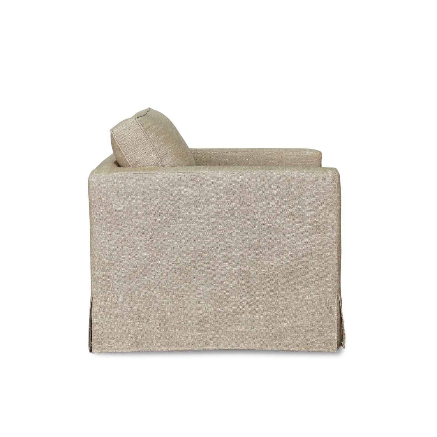 Slipcover Lounge Chair in Brown Linen Blend - Track Arms, Removable Cover
