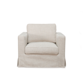 Slipcover Lounge Chair in Natural Linen Blend - Track Arms, Removable Cover