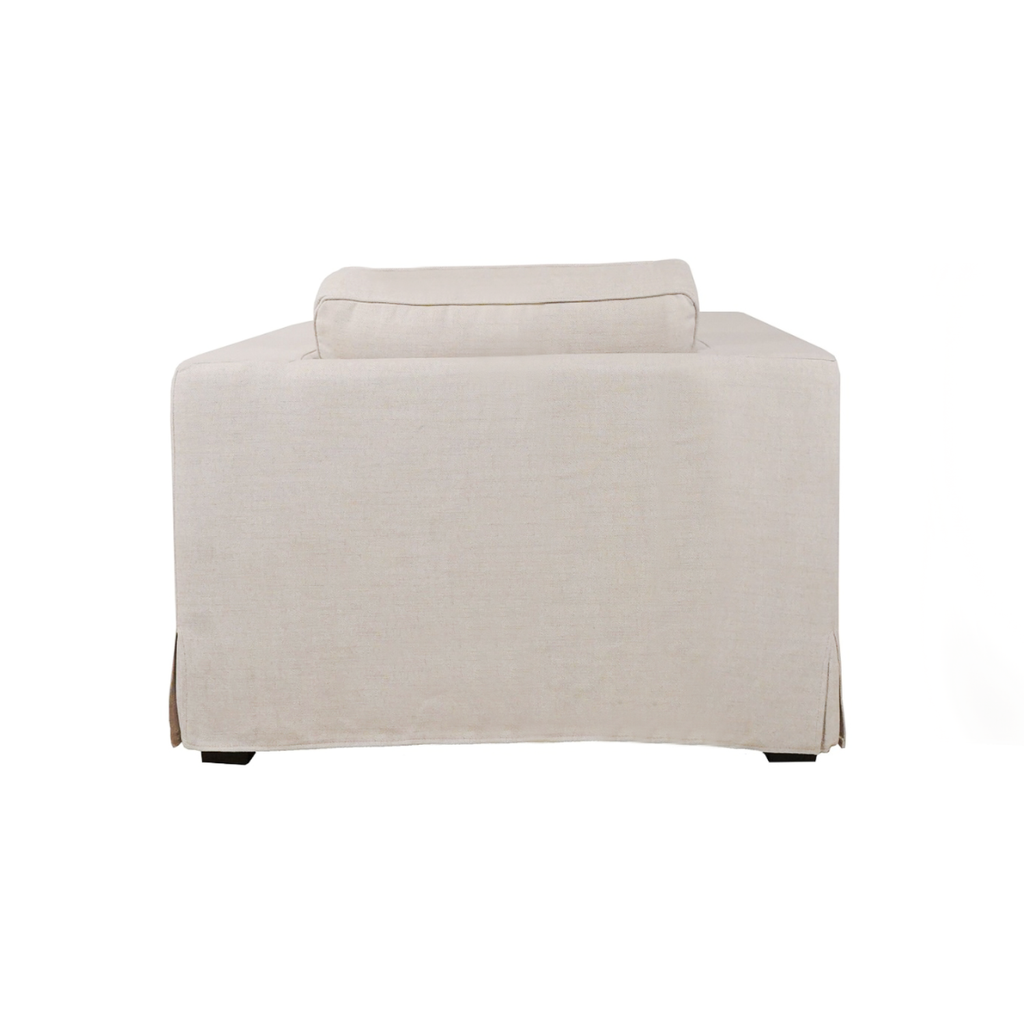 Slipcover Lounge Chair in Natural Linen Blend - Track Arms, Removable Cover