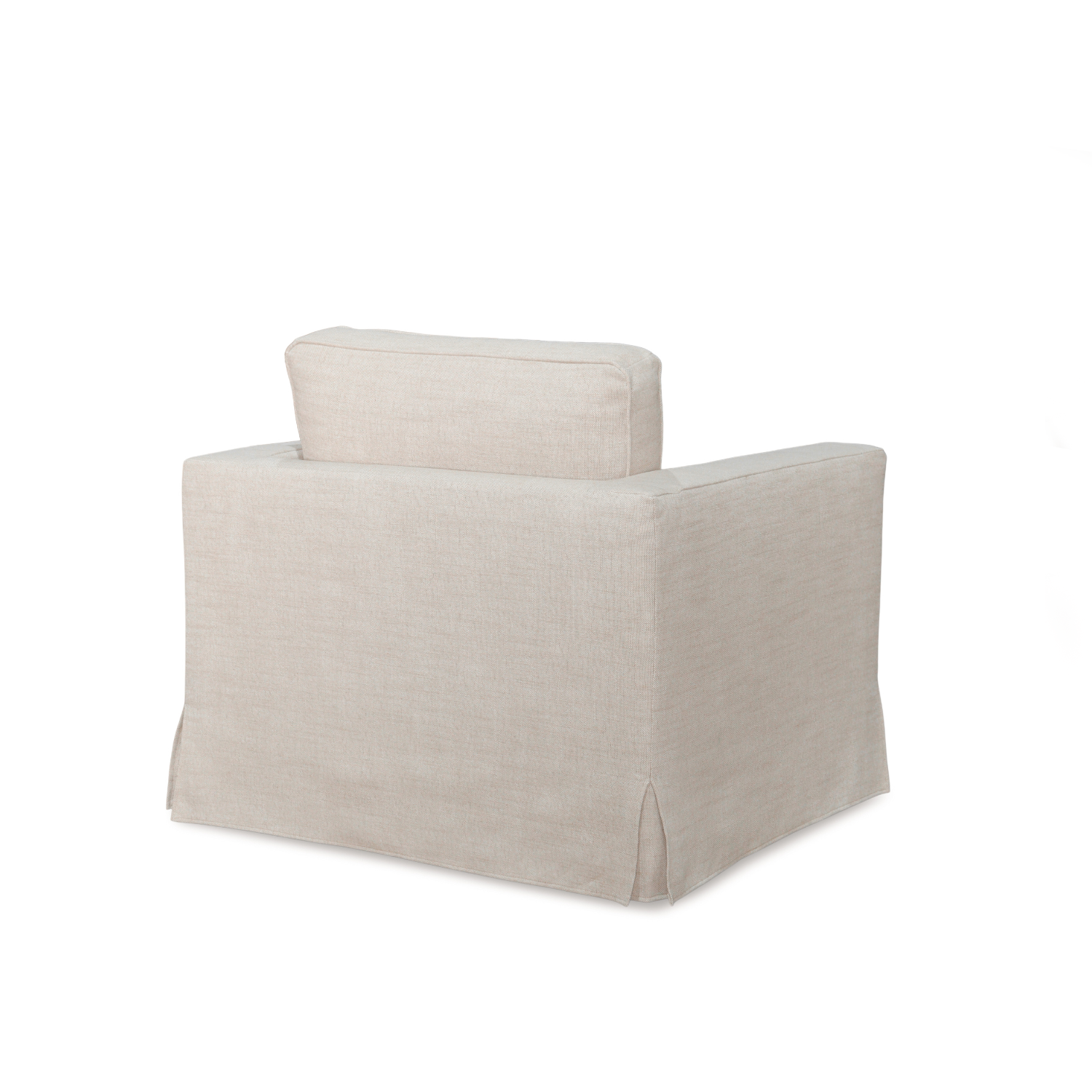 Slipcover Lounge Chair in Natural Linen Blend - Track Arms, Removable Cover