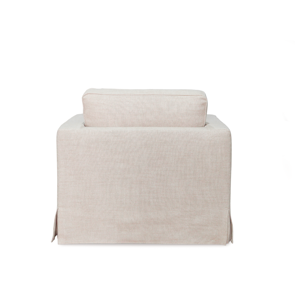 Slipcover Lounge Chair in Natural Linen Blend - Track Arms, Removable Cover