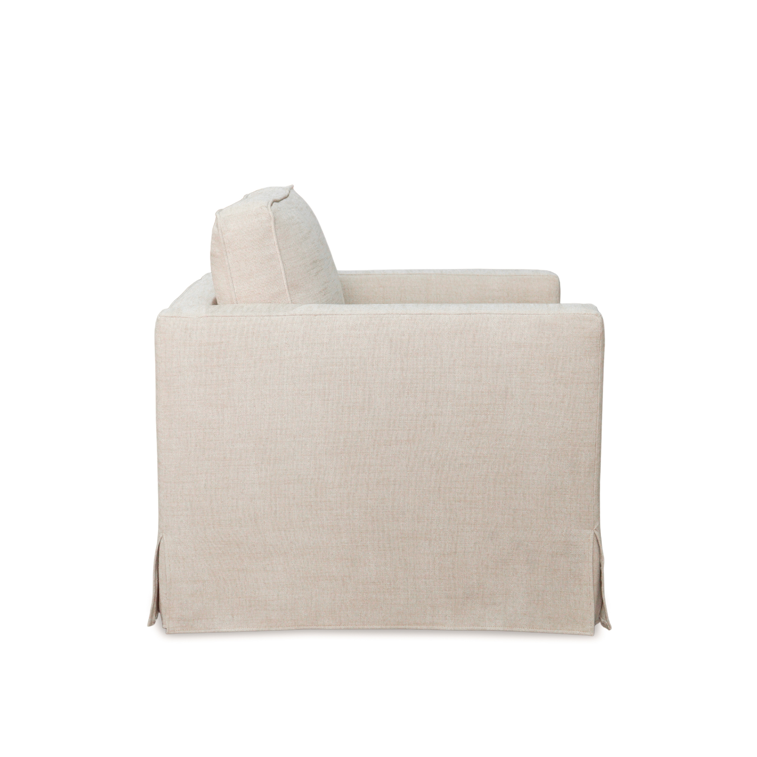 Slipcover Lounge Chair in Natural Linen Blend - Track Arms, Removable Cover