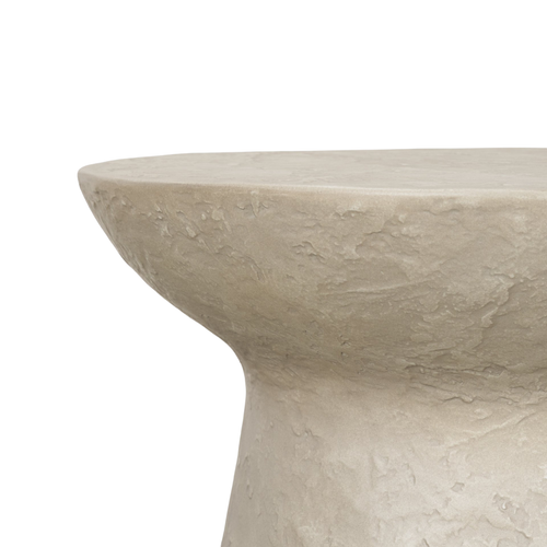 Concrete Drum Side Table - Pale Stone Finish, Fiberglass Reinforced, Indoor