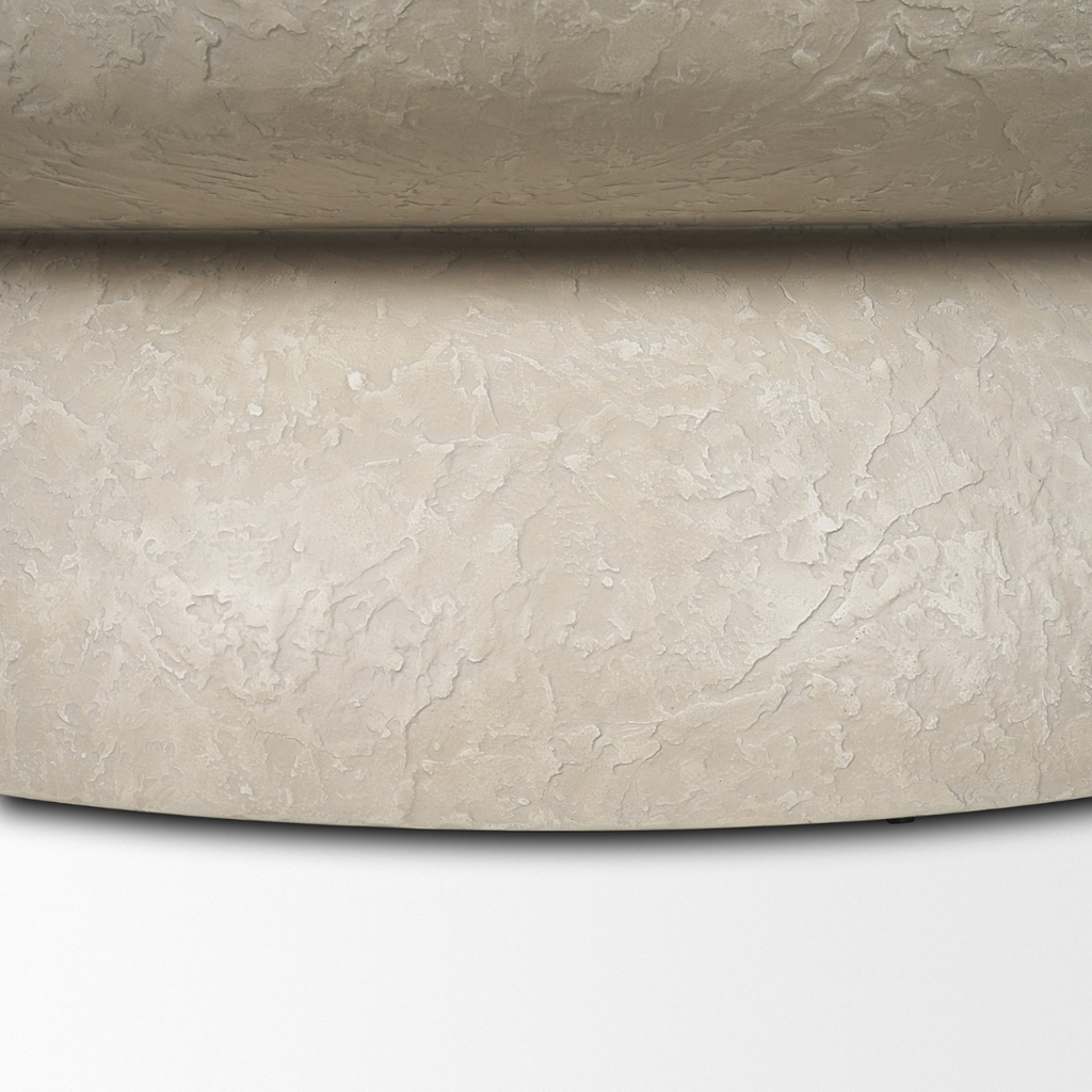 Round Concrete Coffee Table - Drum Silhouette, Pale Stone Finish, Indoor