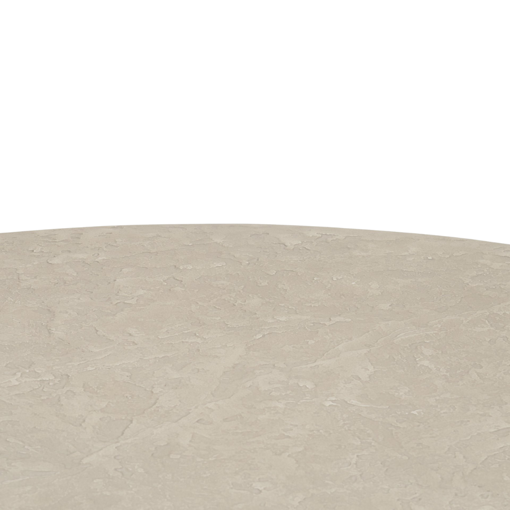 Round Concrete Coffee Table - Drum Silhouette, Pale Stone Finish, Indoor