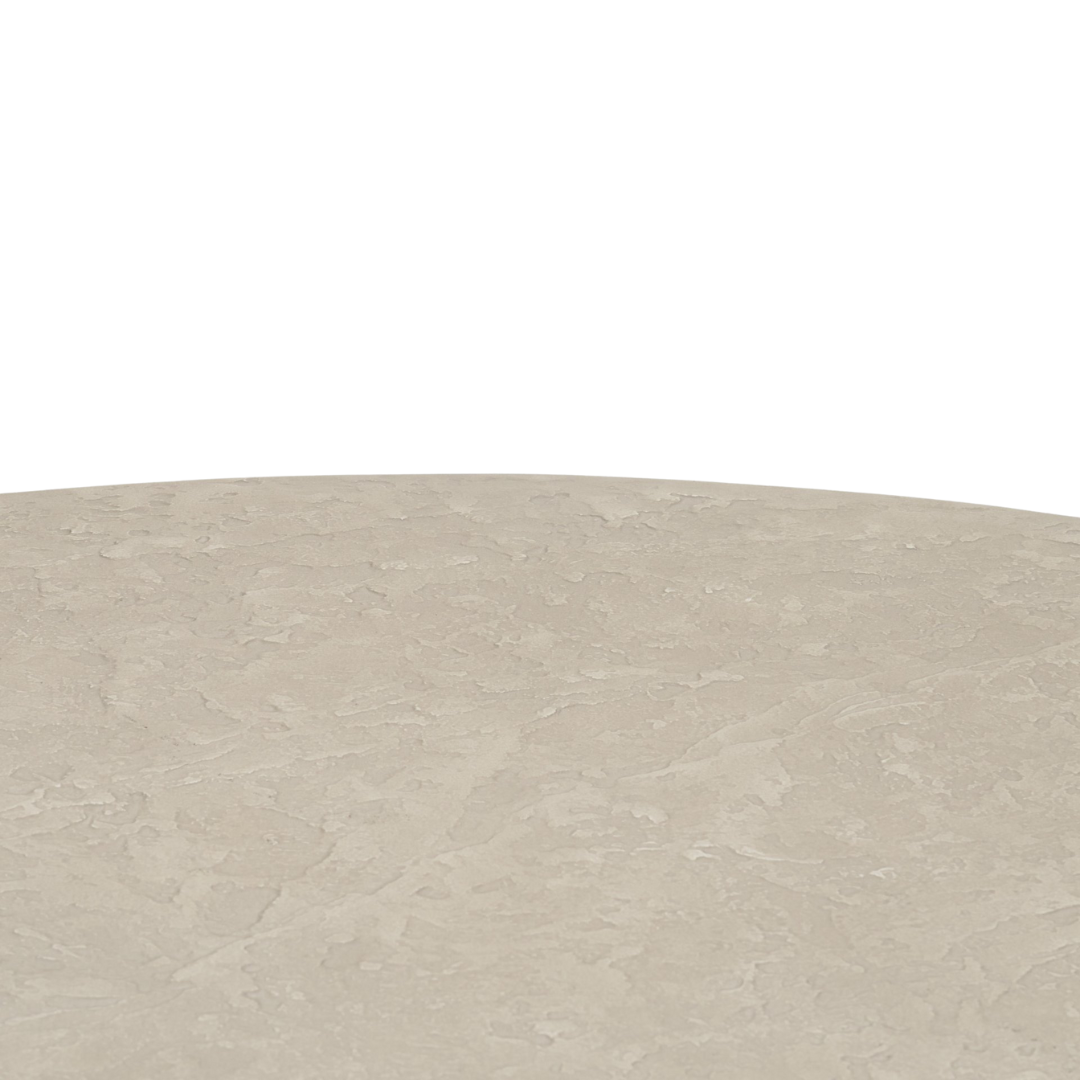 Round Concrete Coffee Table - Drum Silhouette, Pale Stone Finish, Indoor