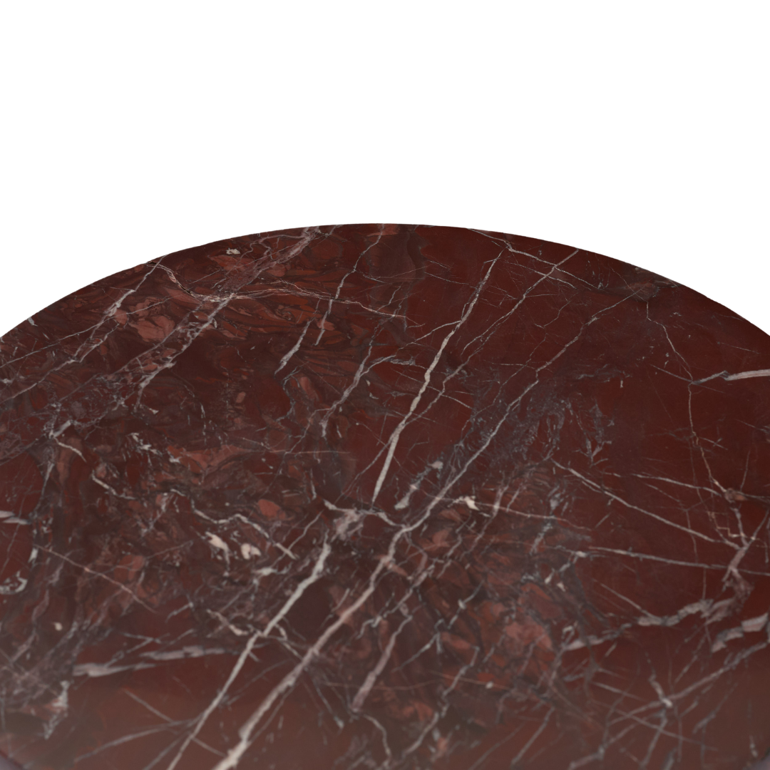 Pedestal Marble Side Table in Rosso Red - Rounded Top, Sculptural Form