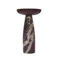 Pedestal Marble Side Table in Rosso Red - Rounded Top, Sculptural Form