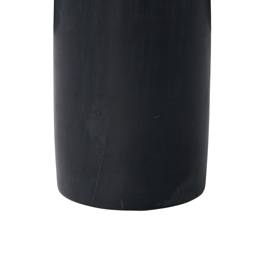 Pedestal Marble Side Table in Black - Rounded Top, Natural Veining
