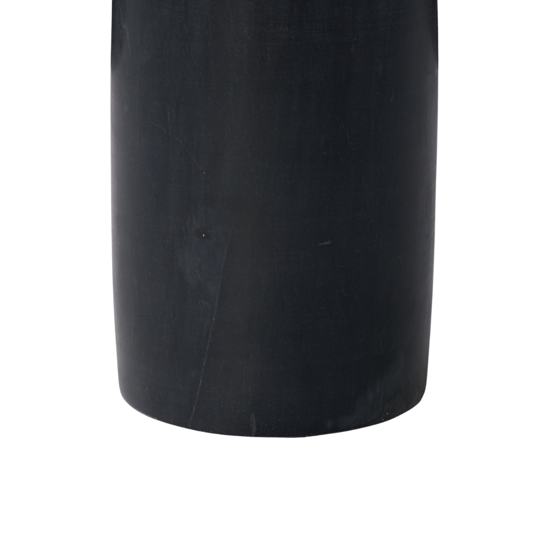 Pedestal Marble Side Table in Black - Rounded Top, Natural Veining