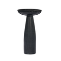 Pedestal Marble Side Table in Black - Rounded Top, Natural Veining