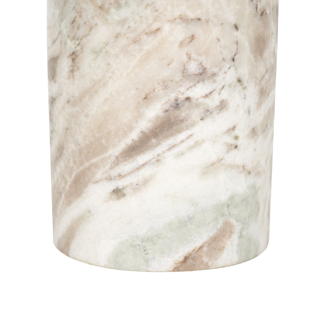Pedestal Marble Side Table in Pink - Rounded Top, Flowing Veining