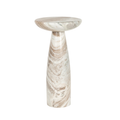 Pedestal Marble Side Table in Pink - Rounded Top, Flowing Veining