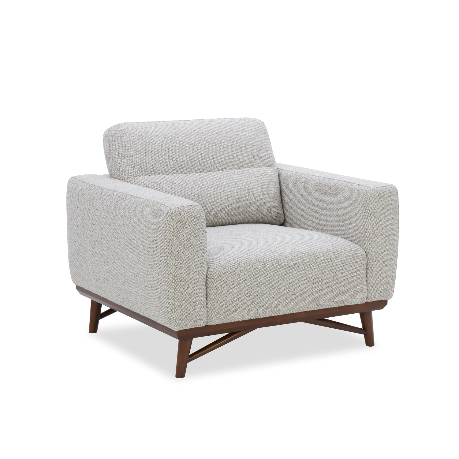 Mid-Century Accent Lounge Chair in Birch Weave Polyester - Tapered Wood Legs