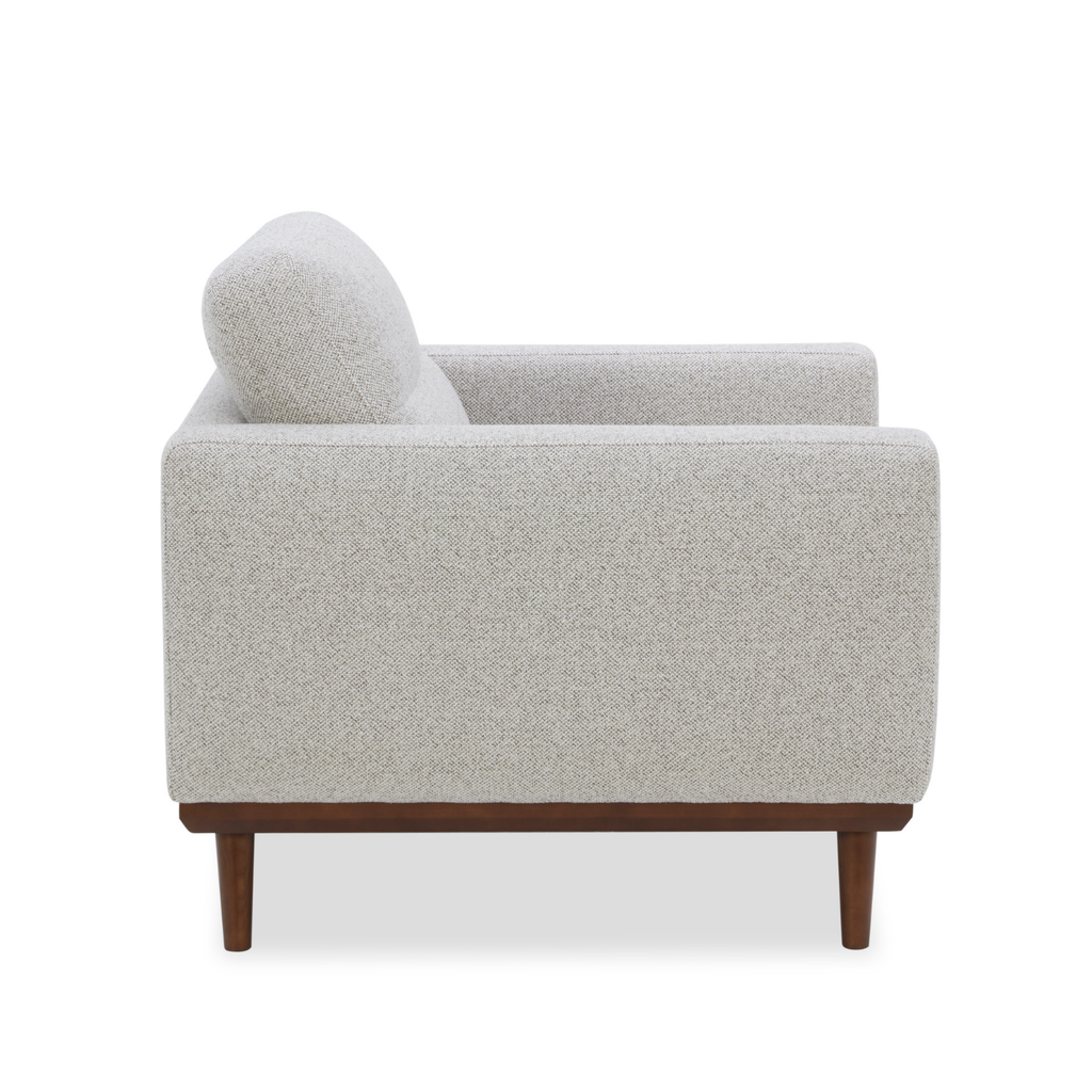 Mid-Century Accent Lounge Chair in Birch Weave Polyester - Tapered Wood Legs