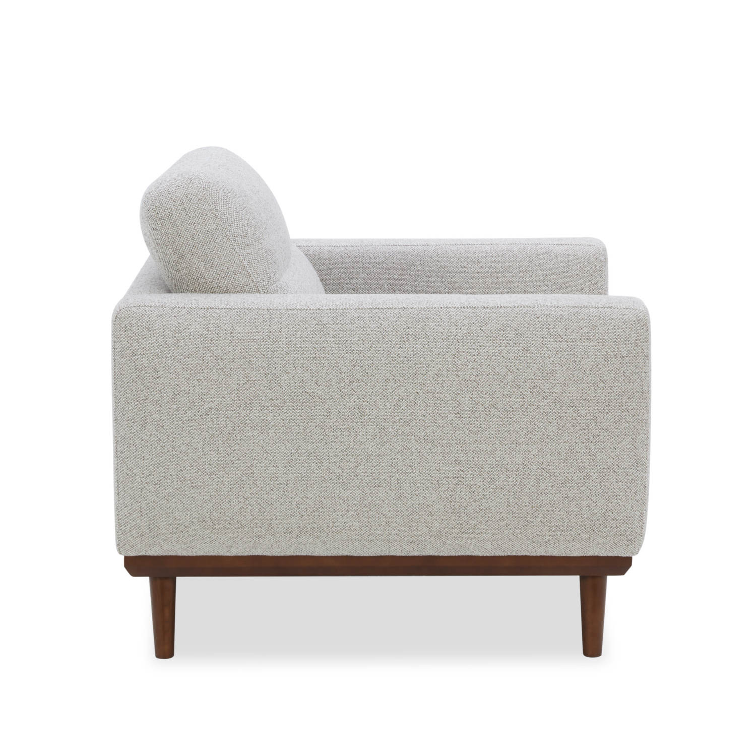Mid-Century Accent Lounge Chair in Birch Weave Polyester - Tapered Wood Legs