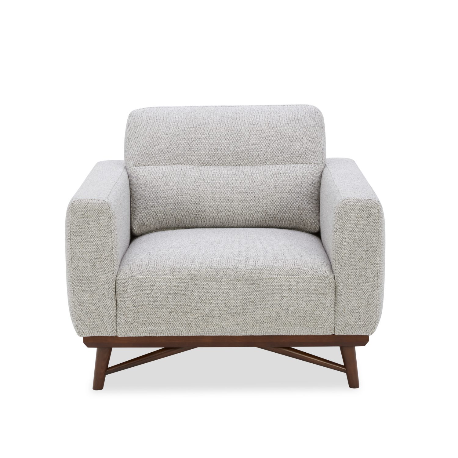 Mid-Century Accent Lounge Chair in Birch Weave Polyester - Tapered Wood Legs