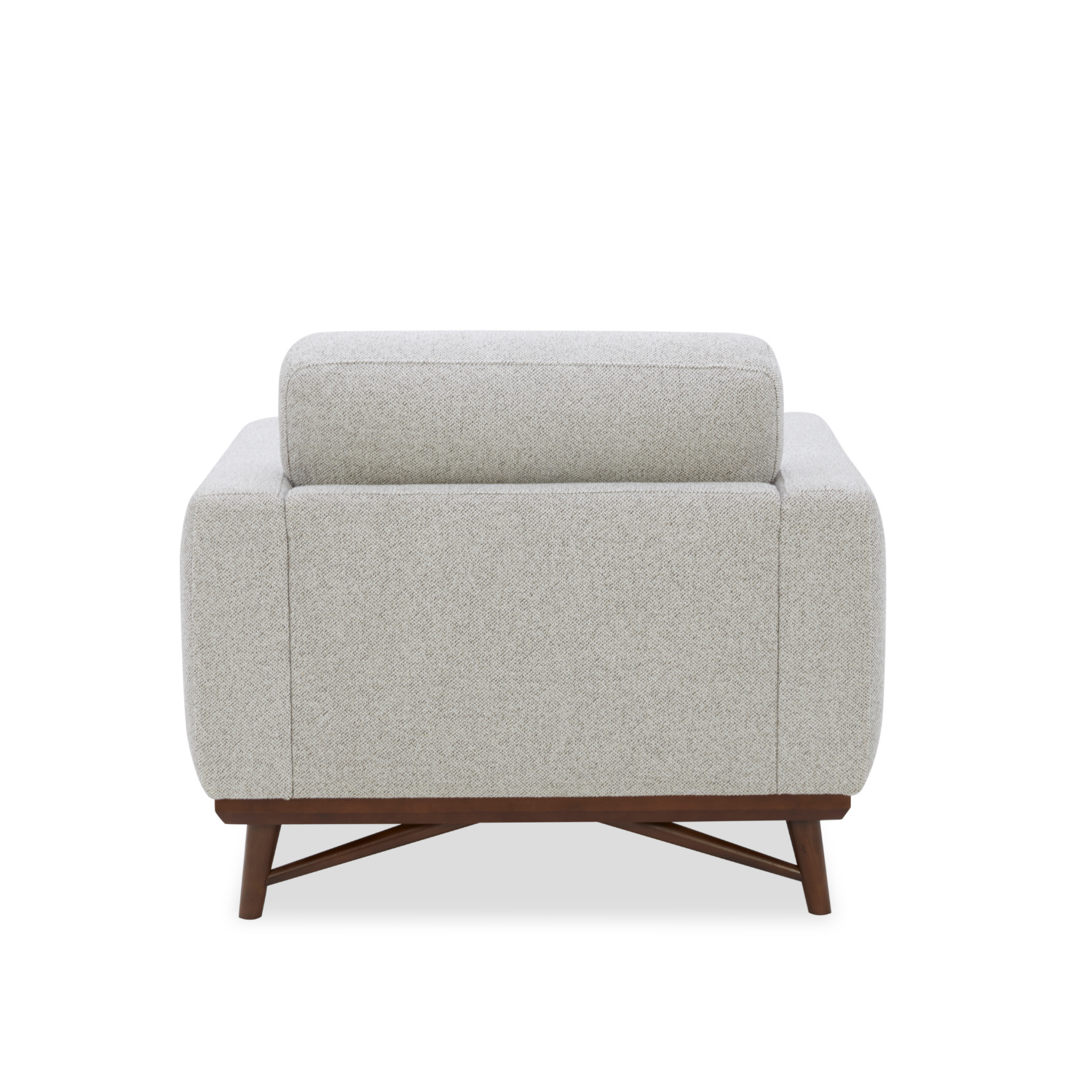 Mid-Century Accent Lounge Chair in Birch Weave Polyester - Tapered Wood Legs