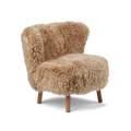 Long-Wool Sheepskin Lounge Chair in Honey - Solid Oak Legs