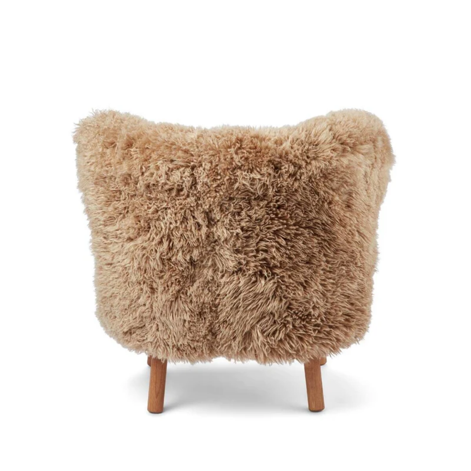 Long-Wool Sheepskin Lounge Chair in Honey - Solid Oak Legs