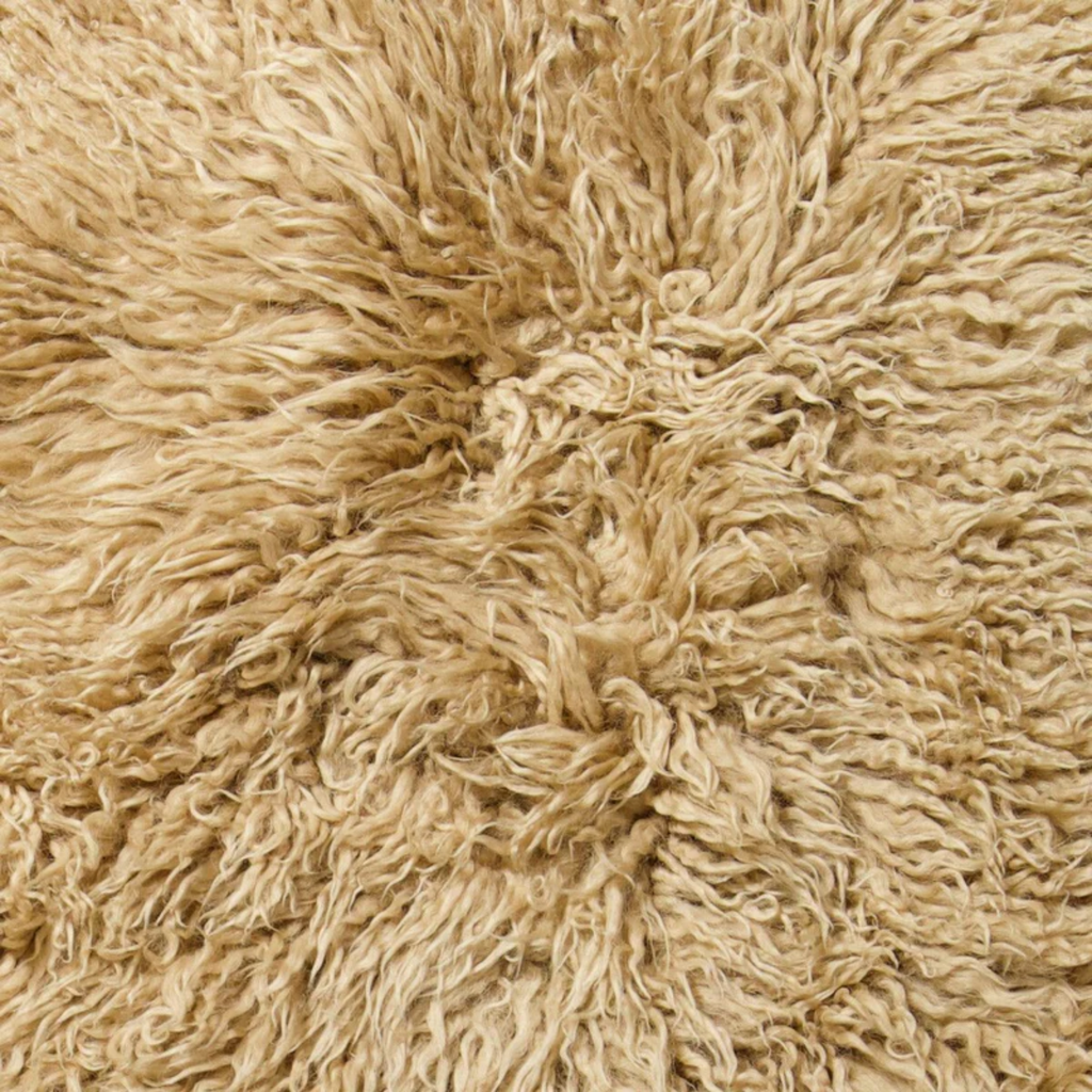 Long-Wool Sheepskin Lounge Chair in Honey - Solid Oak Legs