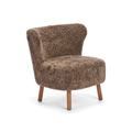 Wool Sheepskin Lounge Chair in Deep Taupe - Solid Oak Legs