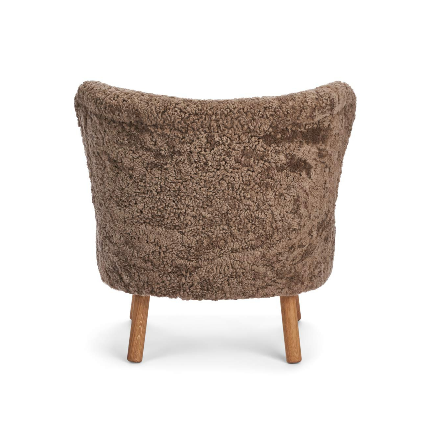 Wool Sheepskin Lounge Chair in Deep Taupe - Solid Oak Legs