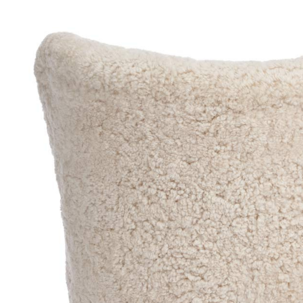 Wool Sheepskin Lounge Chair in Pearl - Solid Oak Legs
