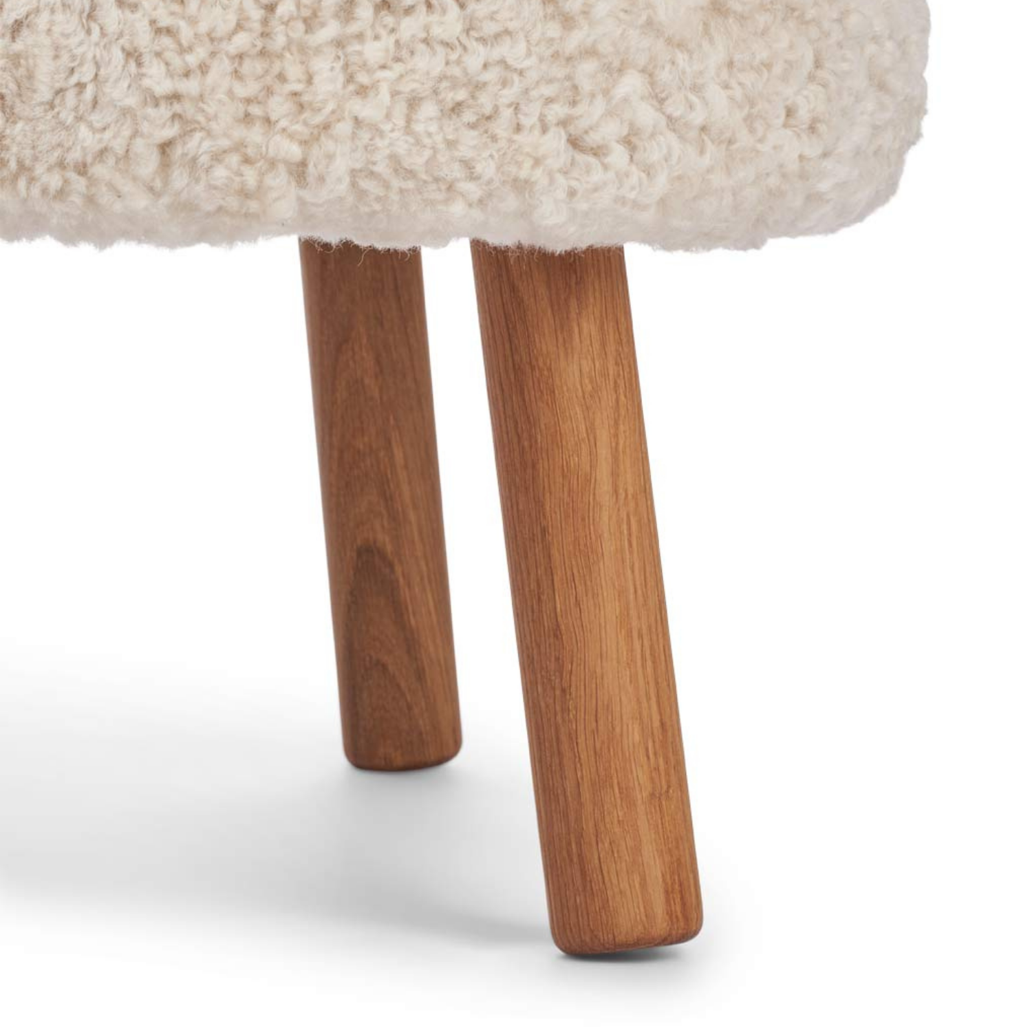 Wool Sheepskin Lounge Chair in Pearl - Solid Oak Legs