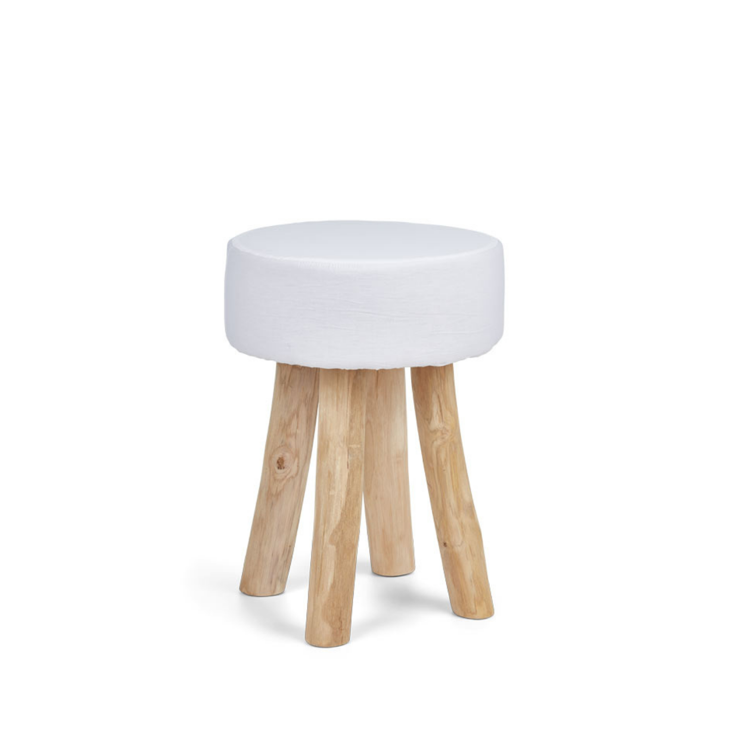 Wool Sheepskin Stool in Taupe - Natural Teak Legs, New Zealand Sheepskin