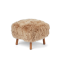 Long-Wool Sheepskin Ottoman in Honey - Solid Oak Legs