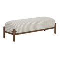 Channel-Stitched Upholstered Bench in Ivory - Rounded Silhouette, Polyester