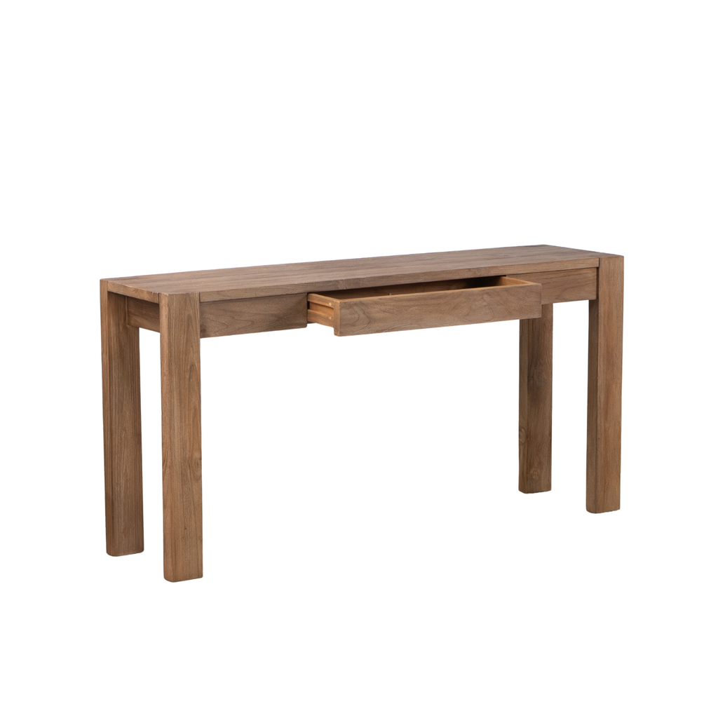 Sculptural Teak End Table - Oval Top, Asymmetrical Base, Natural Grain
