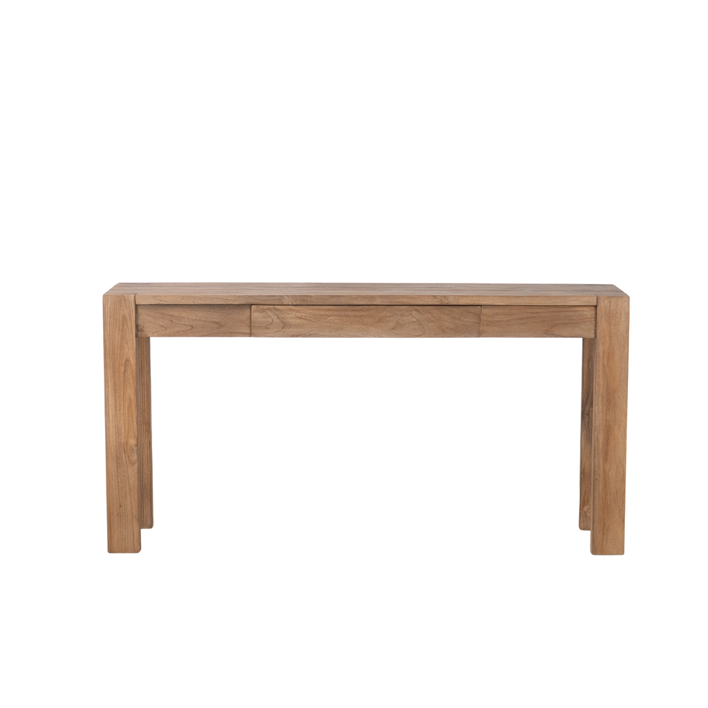 Sculptural Teak End Table - Oval Top, Asymmetrical Base, Natural Grain