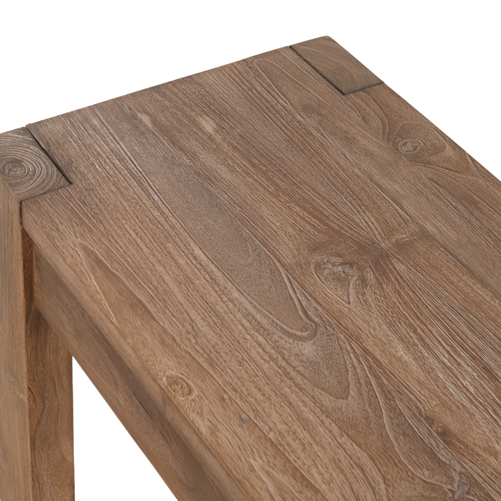 Sculptural Teak End Table - Oval Top, Asymmetrical Base, Natural Grain