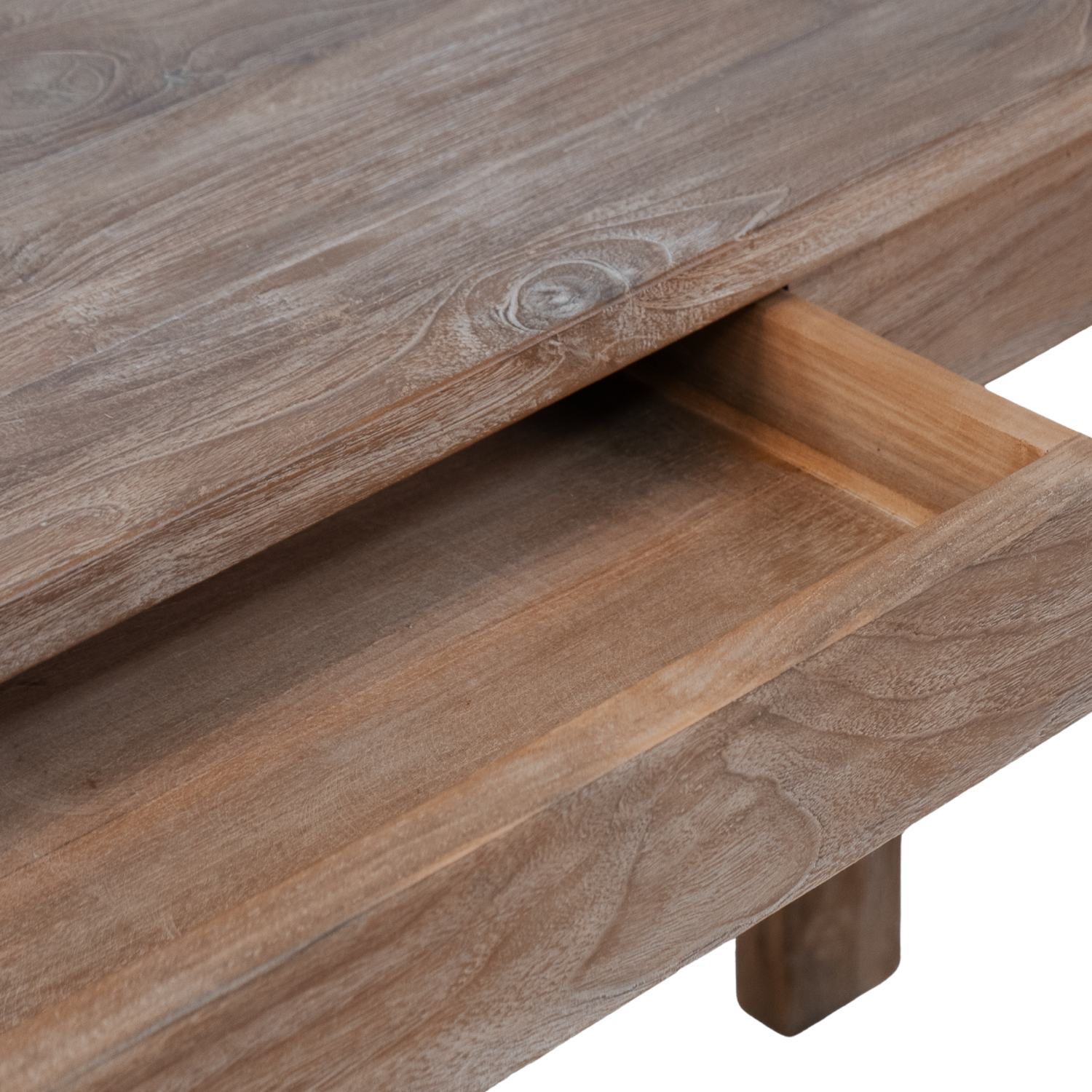 Sculptural Teak End Table - Oval Top, Asymmetrical Base, Natural Grain