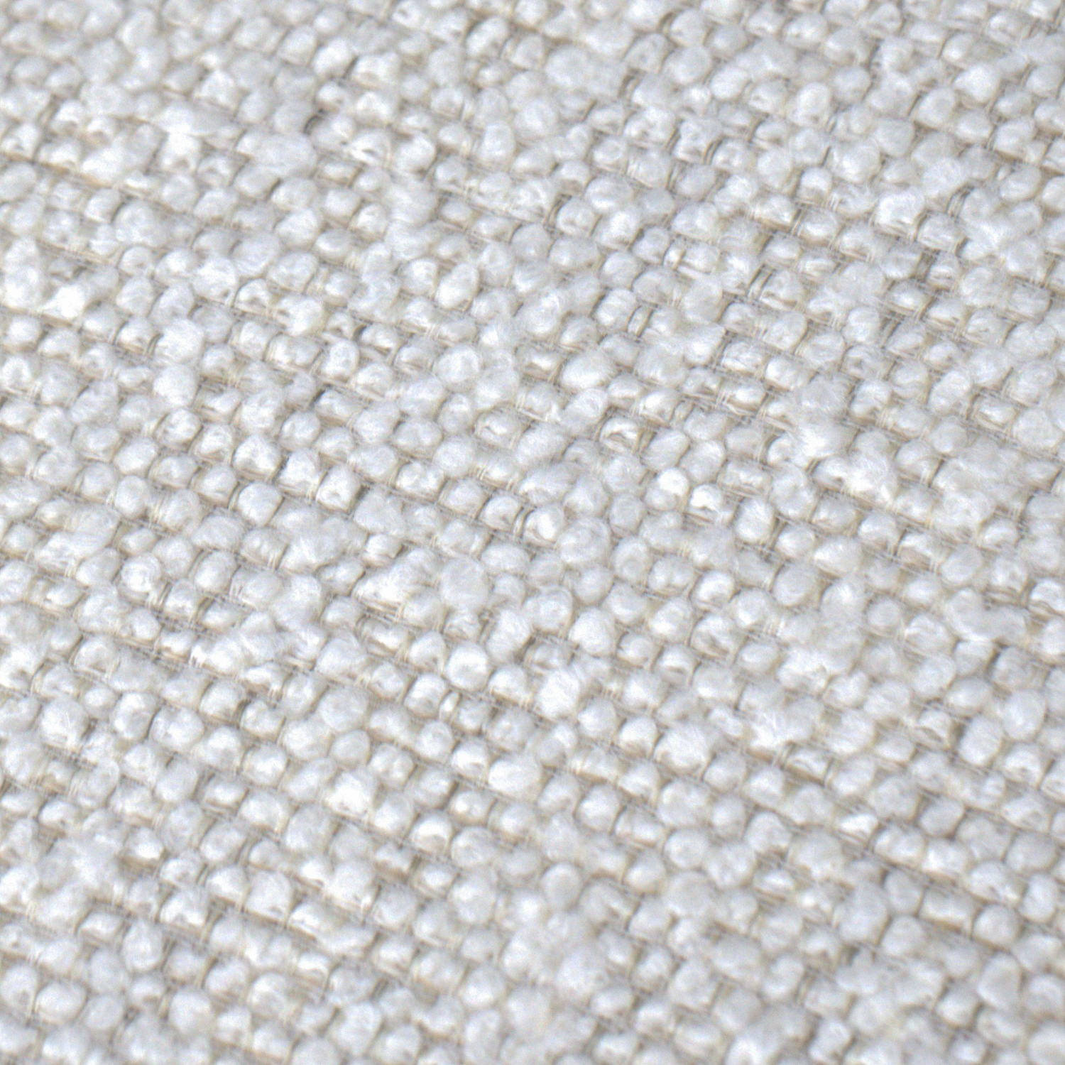 Storage Ottoman in Pearl Boucle - Leather Accents, Wood Tray Lid, Lined Interior